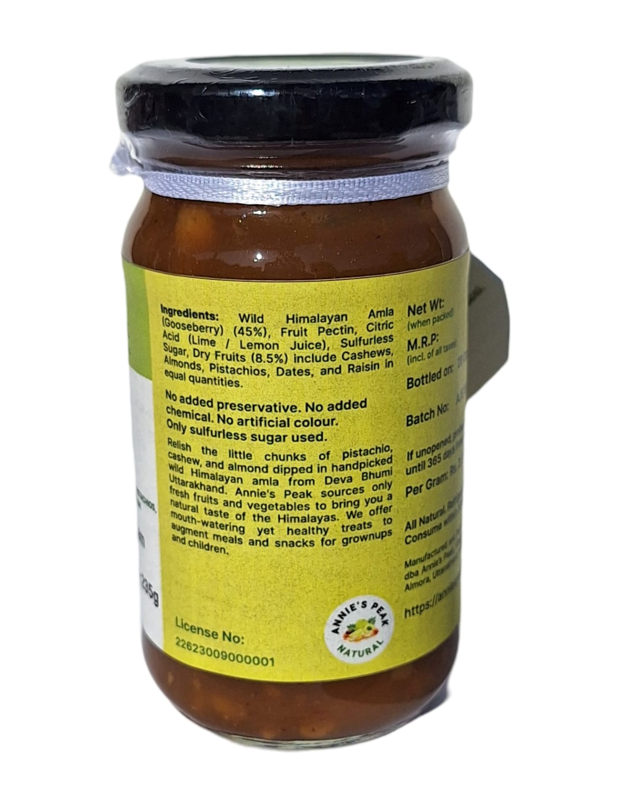 Dry Fruits Amla Jam Spread | 235 grams | Himalayan Amla loaded with Dry Fruits | Rich in antioxidants, Vitamins C, A, and E | Boosts Immunity, and Memory | Sulfurless Sugar | All Natural | No artificial preservative or color added - Annie's Peak