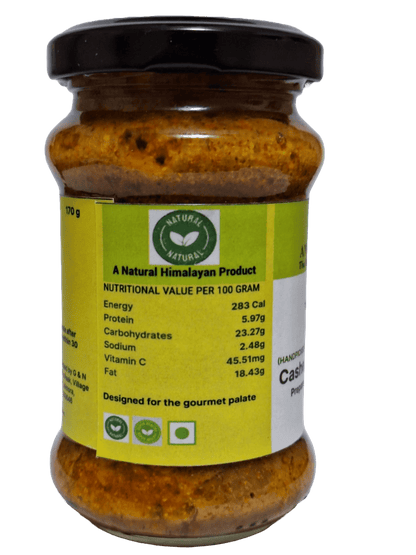 Cashew amla pickle in Mustard oil | 170 gram | Superfruit amla with cashews is rich in antioxidants, calcium, vitamins C, A, E and boosts immunity, health, and memory | Sendha (pink) salt | Pure spices | All natural | No artificial preservative or color - Annie's Peak