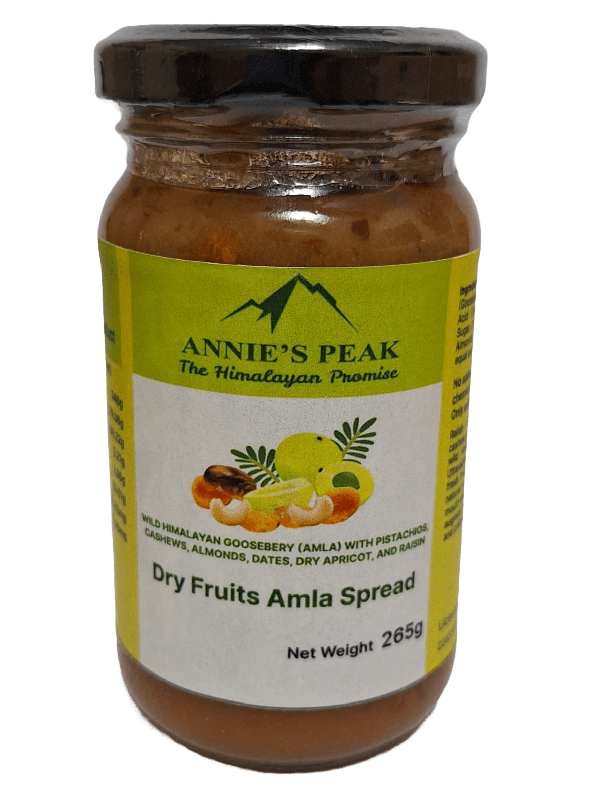 Dry fruits amla spread | 265 grams | Superfruit amla loaded with dry fruits is rich in antioxidants, calcium, vitamins C, A, and E boosts immunity, health, and memory | Sulfur-less sugar used | All natural | No artificial preservative or color added - Annie's Peak