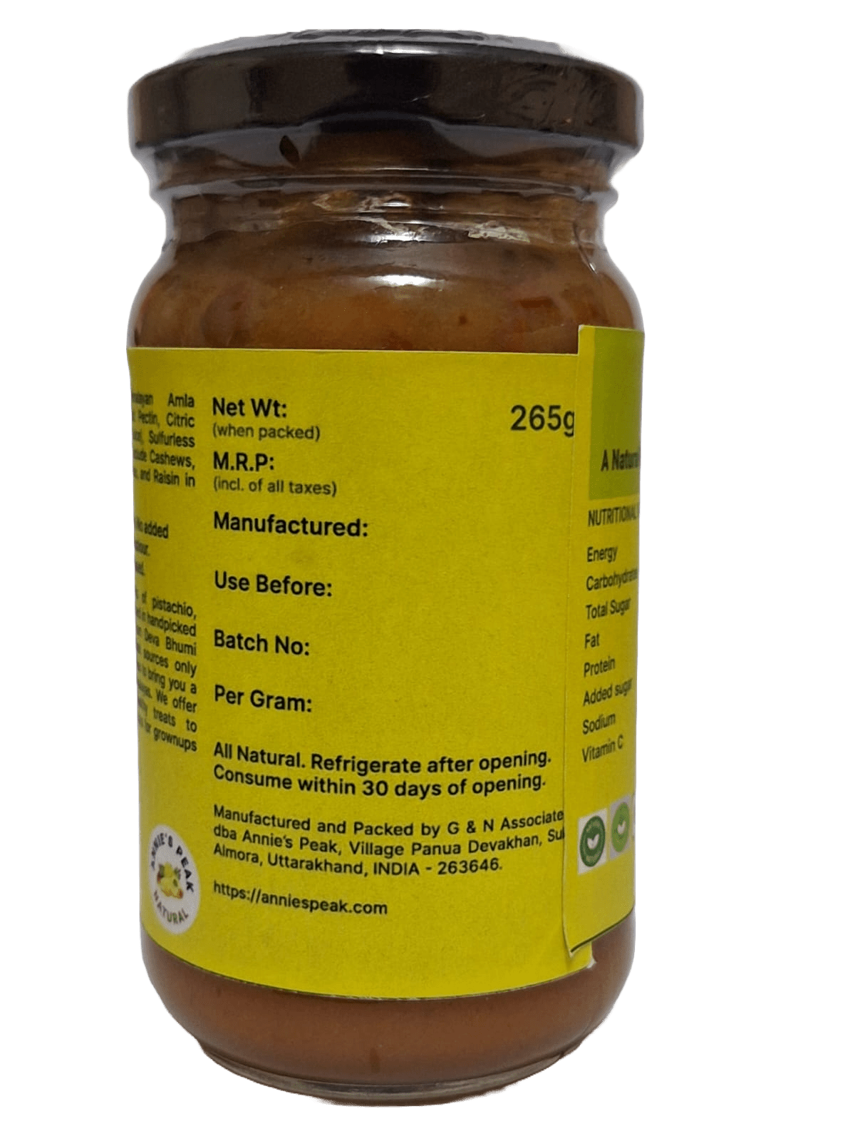 Dry fruits amla spread | 265 grams | Superfruit amla loaded with dry fruits is rich in antioxidants, calcium, vitamins C, A, and E boosts immunity, health, and memory | Sulfur-less sugar used | All natural | No artificial preservative or color added - Annie's Peak