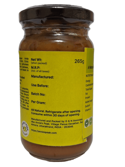 Dry fruits amla spread | 265 grams | Superfruit amla loaded with dry fruits is rich in antioxidants, calcium, vitamins C, A, and E boosts immunity, health, and memory | Sulfur-less sugar used | All natural | No artificial preservative or color added - Annie's Peak