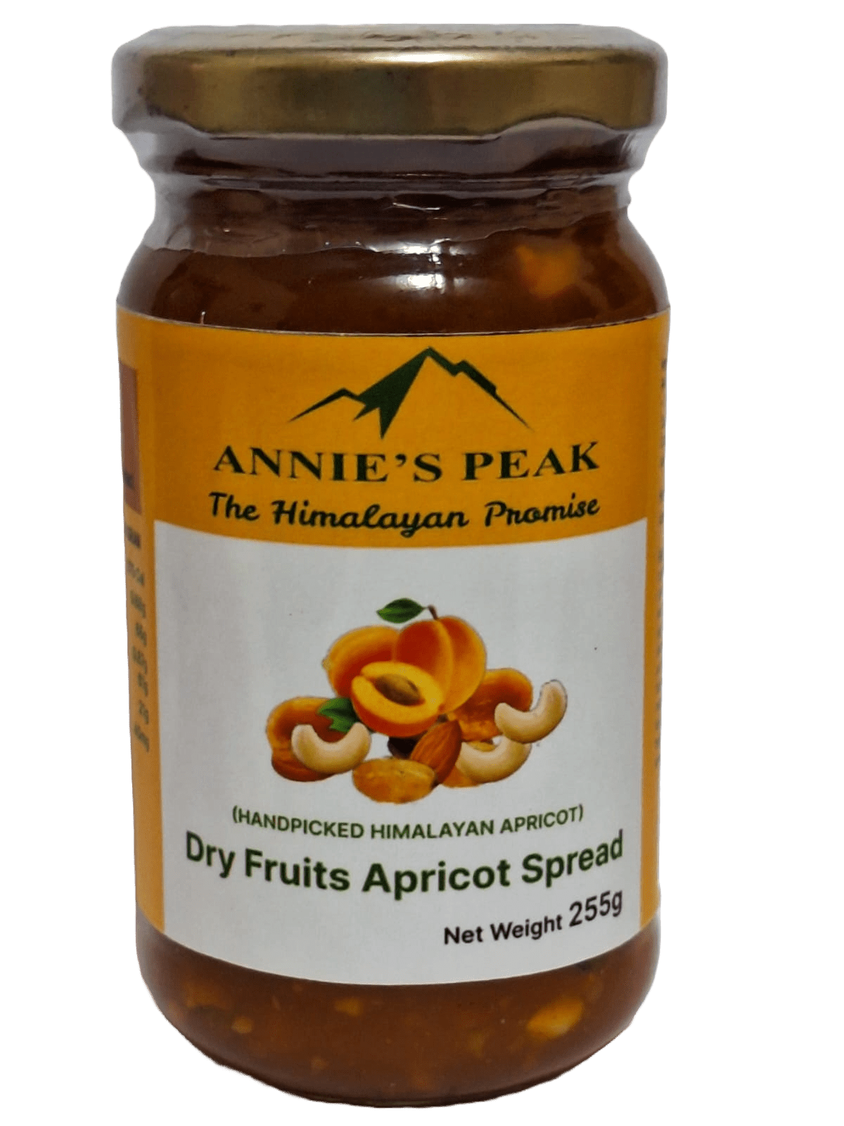 Dry fruits apricot spread | 255 grams | Himalayan apricot with antioxidants promotes immunity, gut, bones, and skin health | Packed with pistachios, cashews, almonds, and dates | Sulfur-less sugar | All natural | No artificial colors or preservatives - Annie's Peak