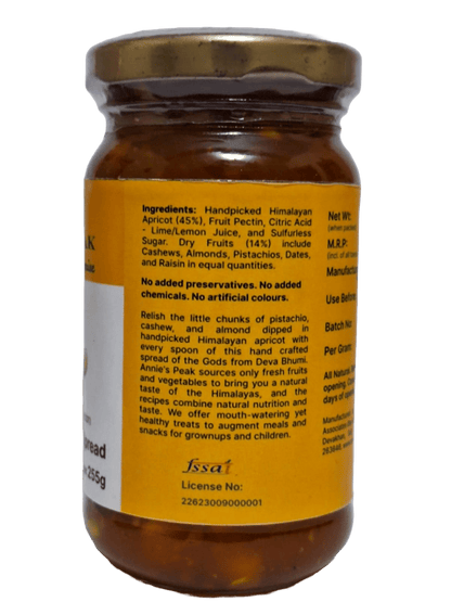 Dry fruits apricot spread | 255 grams | Himalayan apricot with antioxidants promotes immunity, gut, bones, and skin health | Packed with pistachios, cashews, almonds, and dates | Sulfur-less sugar | All natural | No artificial colors or preservatives - Annie's Peak