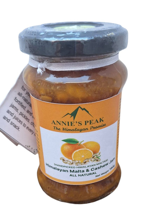 Himalayan Malta (Sweet Orange) and Cashew Jam | 190 gram | Loaded with cashews | Preserved in sulfurless sugar | No artificial preservative or color | All natural - Annie's Peak