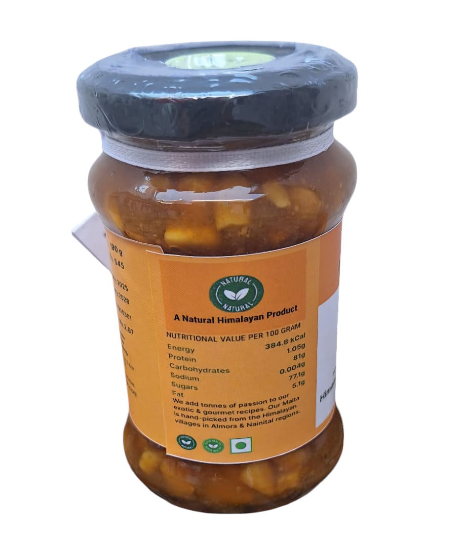 Jar with Nutritional Value label of Annie's Peak Himalayan Malta Marmalade 
